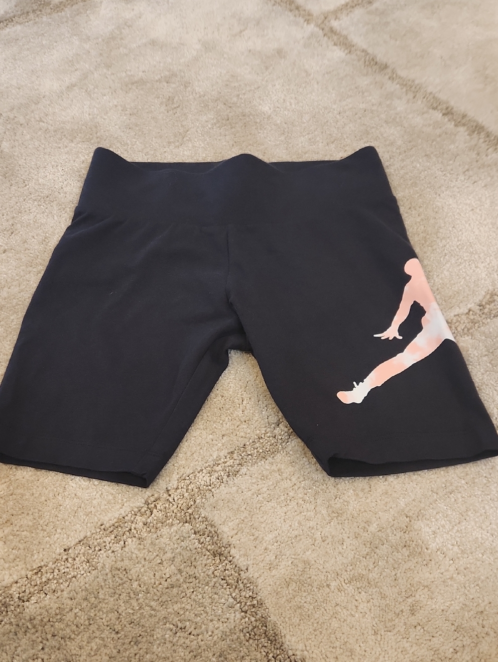 Jordan Black Girls Bike Shorts with Pink Jumping Log-NWOT
